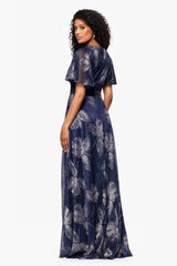 Petite "Chloe" Long Short Sleeve Print Dress