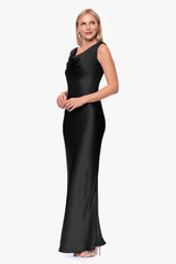 "Amora" Satin Backless Floor Length Dress