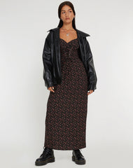 Grace Maxi Dress in Dark Pink Rose Black