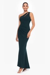 "True" Long One Shoulder Side Ruche Dress