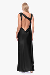 "Amora" Satin Backless Floor Length Dress