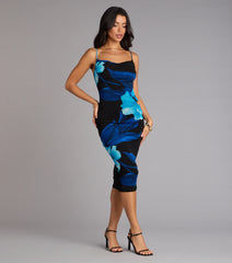 Night Garden Floral Midi Dress