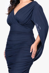 Plus "Kristen" Mesh Drape Back Floor Length Dress