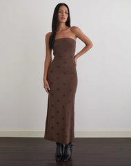 Rosaga Maxi Dress in Big Polka Flock Brown