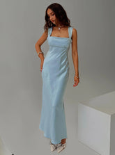 Radioactive Bias Cut Maxi Dress Ice Blue