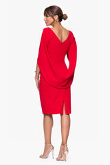 Petite "Jordan" Short Scuba Crape Draped Back Dress