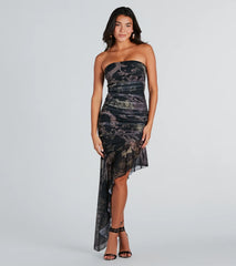 Mystical Beauty Greek Print Ruffle Midi Dress