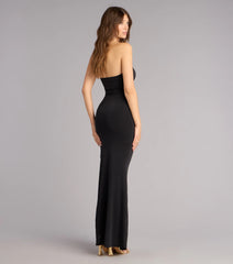Golden Hour Drama Strapless Cutout Maxi Dress