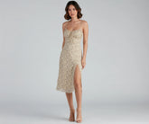 Floral Retreat Chiffon Sweetheart Midi Dress