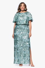 Plus "Tracy" Sequin Embellished Floor Length Dress