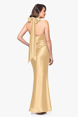 "Shannon" Halter Necktie Floor Length Dress
