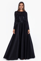 "Angela" Long Sequin Aline Ballgown Dress