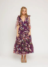 Margaret Floral Midi Dress Purple
