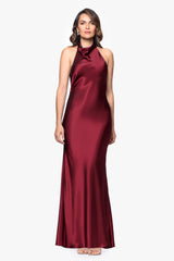"Shannon" Halter Necktie Floor Length Dress