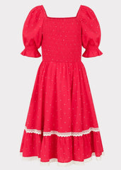 Red Polka Dot Puff Sleeve Dress