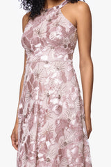 Petite "Piper" Soutache and Sequin Sleeveless Knee Length Dress