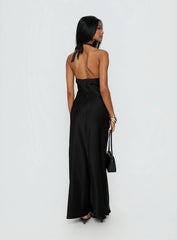 Rosario Halter Sheer Maxi Dress Black