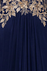 "Rebecca" Long Sleeve Mesh Floor Length Gown
