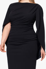 Plus "Jordan" Short Scuba Crepe Drape Back Dress
