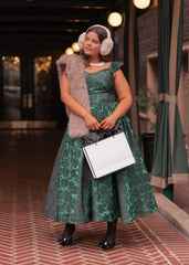 Campbell Floral Print Corset Midi Dress - Green