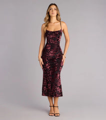 Floral After Dark Burnout Lace-Up Midi Dress