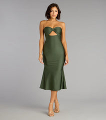 Sultry Twist Strapless Cutout Midi Dress
