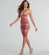 Gorgeous Entrance Lace Trim Printed Midi Dress