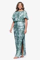Plus "Tracy" Sequin Embellished Floor Length Dress