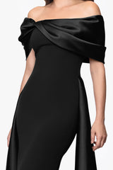 "Kendall" Scuba Crepe and Mikado Twist Floor Length Dress