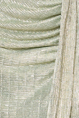 "Stassi" Metallic Knit Cowl Neck Floor Length Dress