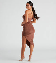 Show Me Off V-Neck Slit Midi Dress