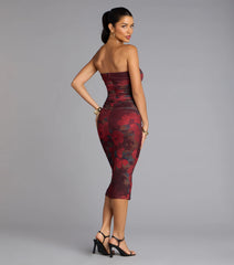 Love Struck Floral Mesh Midi Tube Dress