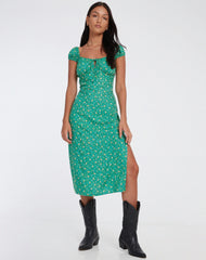 Lona Midi Dress in Paisley Fun Green
