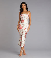 Garden Stroll Floral Lace-Up Midi Dress