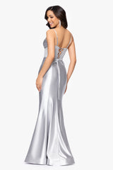 "Fleur" Satin Mermaid Corset Style Floor Length Dress