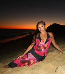 Alluring Vibe Floral Mesh Bodycon Maxi Dress