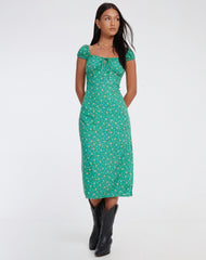 Lona Midi Dress in Paisley Fun Green