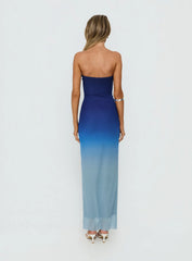 Stolen Love Strapless Maxi Dress Blue Ombre