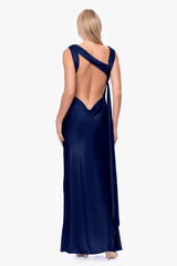 "Amora" Satin Backless Floor Length Dress