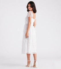 Mary Formal Flocked Velvet A-Line Midi Dress