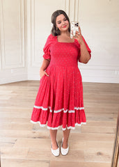 Red Polka Dot Puff Sleeve Dress