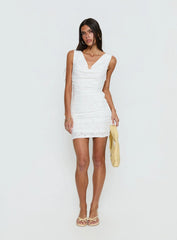 Brigetta Cowl Neck Mini Dress White