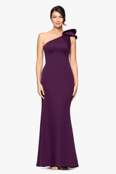 "Daisy" Long Scuba Crepe One Shoulder Dress