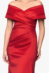 "Raquel" Taffeta Off the Shoulder Floor Length Dress