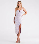 Kadence Formal Sequin Lace-Up Midi Dress