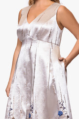Plus "Belle" Print Jacquard V-Neck Floor Length Dress
