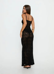 Blackpool Lace V Neck Maxi Dress Black