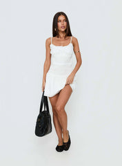 Heaven Estate Shirred Mini Dress White