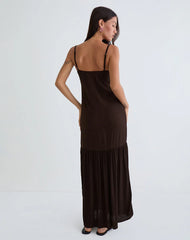 Jenesis Maxi Dress in Crinkle Bitter Chocolate