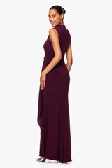 "Patricia" Long Jersey Knit Ruffle Sleeveless Dress